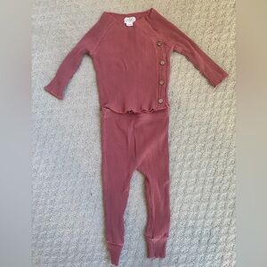 Mud Pie Pink Ribbed Baby Set